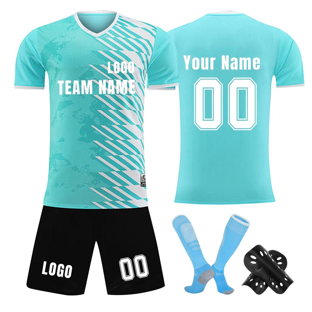 Personalisierte Shirts Kit Herren Mädchen mit Namen Nummer benutzerdefinierte Fußballtrikots für Jungen Trainingsanzug