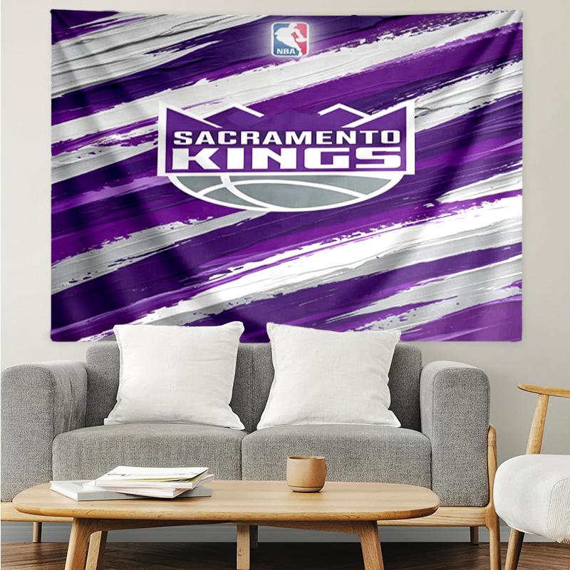 Kings Basketball Team Logo Schnelltrocknendes Wandteppich zum Aufhängen für Schlafzimmer, Wohnzimmer, Spielzimmer, Dekorations-Kunstzimmer Wandteppich Feiertags- und Geburtstagsgeschenke