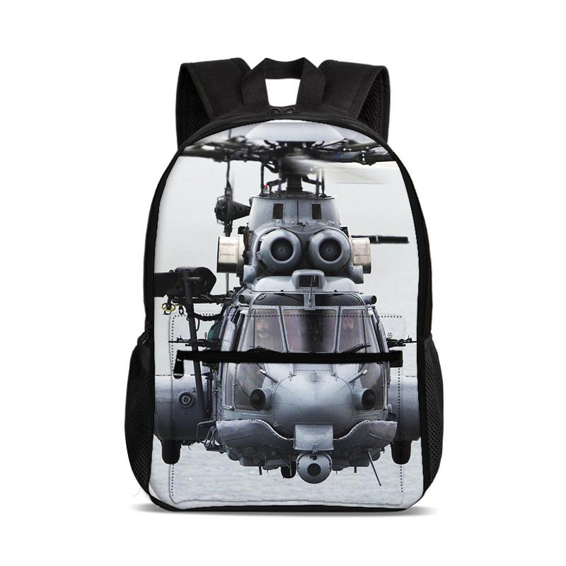 Helicopter Large Capacity Lightweight Backpack Computer Bag New Mechanical Printing Best Gift for Boys and Girls In School