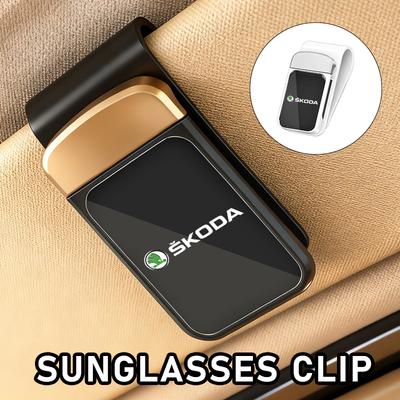 Car LOGO Glasses Holder Storage Emblem Accessories For Octavia A5 A4 MJ71 Mk1 2 Fabia Superb Rapid Mk3 Yeti 2006