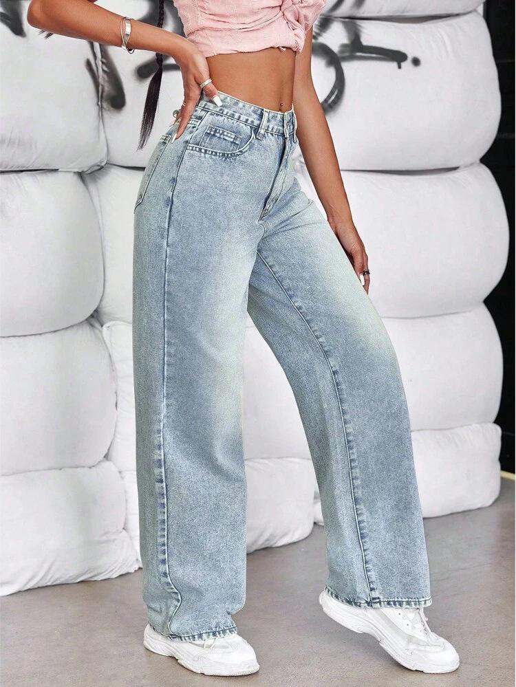 Women's Summer Wide-Leg Floor-Length Jeans - Trendy Loose Fit