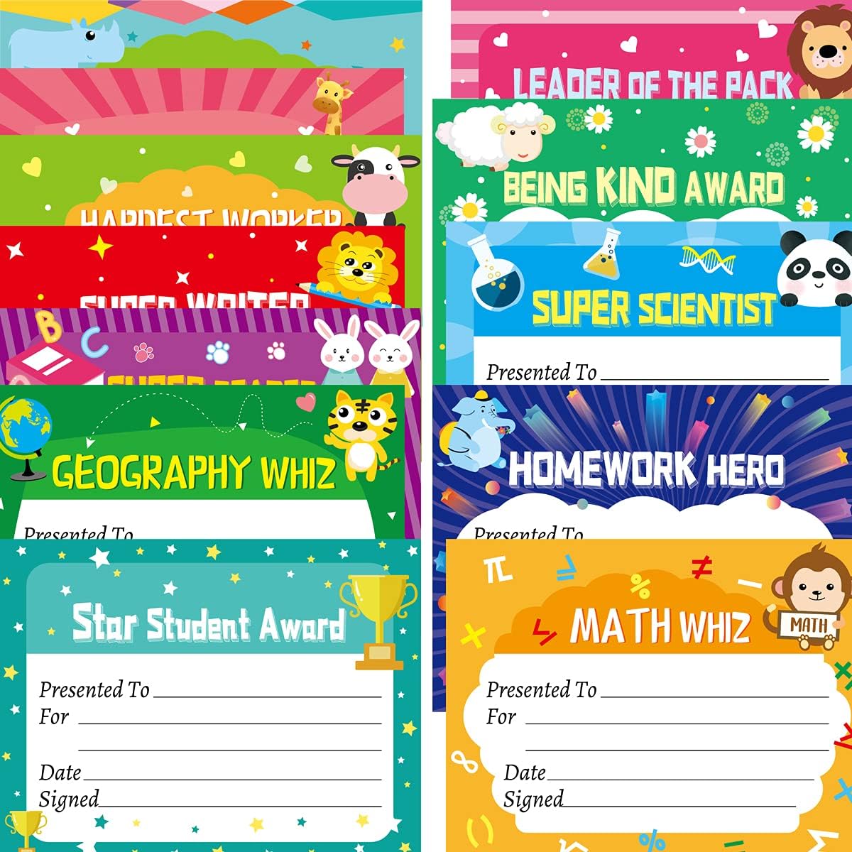 Fancy Land Student of Award Certificates 40 Pcs End of Year Superlatives Certificates Recognition Achievement with Stickers 8.5” X 11” Graduation