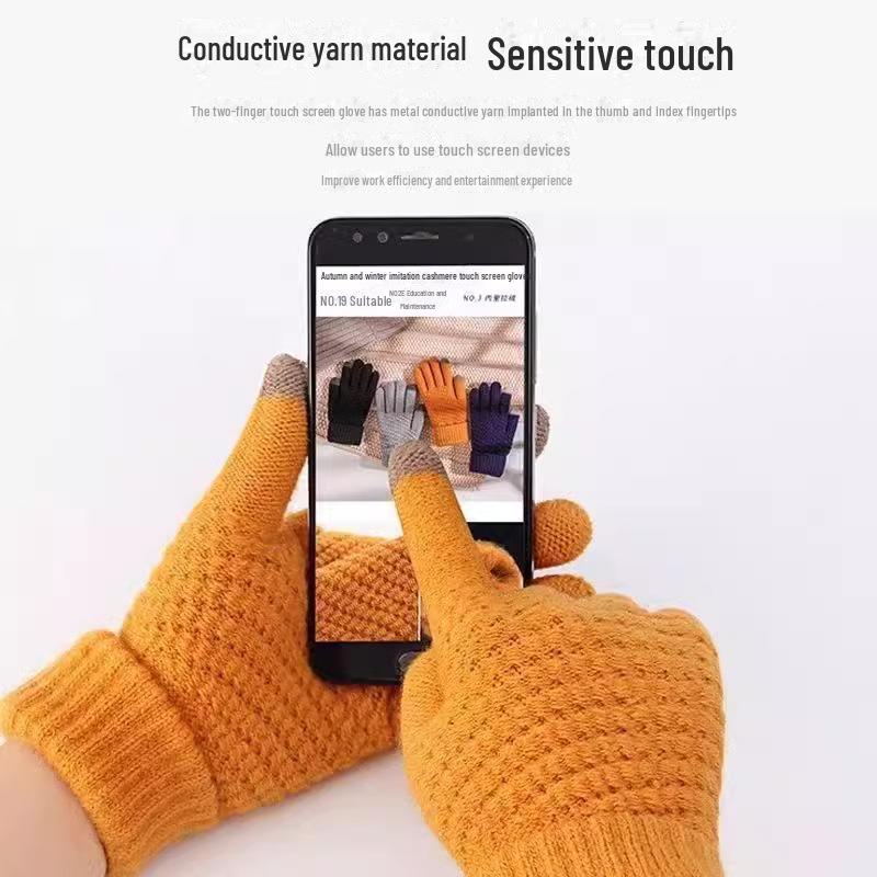 Touchscreen Wool Gloves: Thick, Velvet-Lined, Cold-Proof for Men & Women Cycling - Perfect for Autumn & Winter