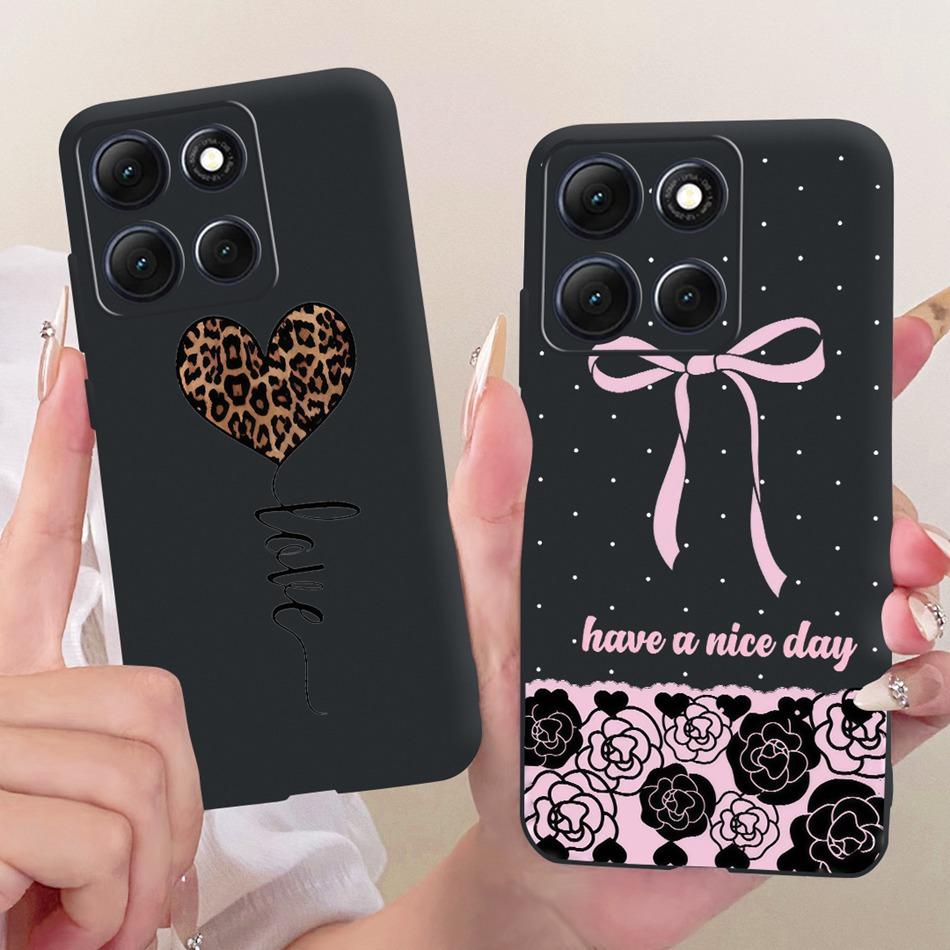 Für Motorola Moto G86 Power Niedliche Blume Schmetterling Katze Bemalte Hülle Für Moto G86 G86Power Schwarzes Silikon Weiche Handyhüllen