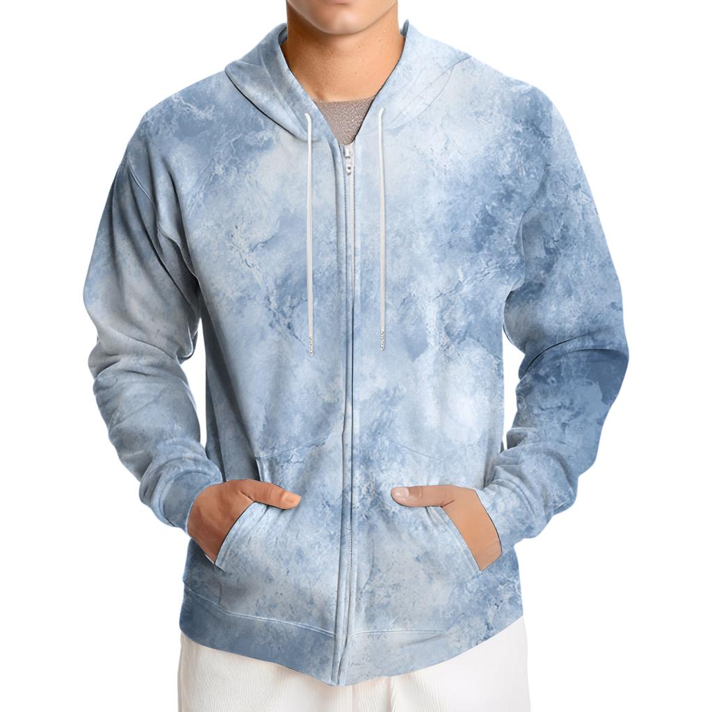 Pánská volná ležérní bunda s kapucí a stahovací šňůrkou