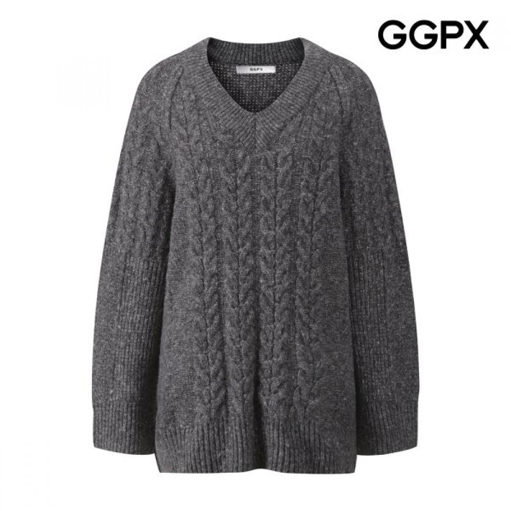 Ggpx V Neck Cable Knit Loose Fit Gpckp061f beige/F