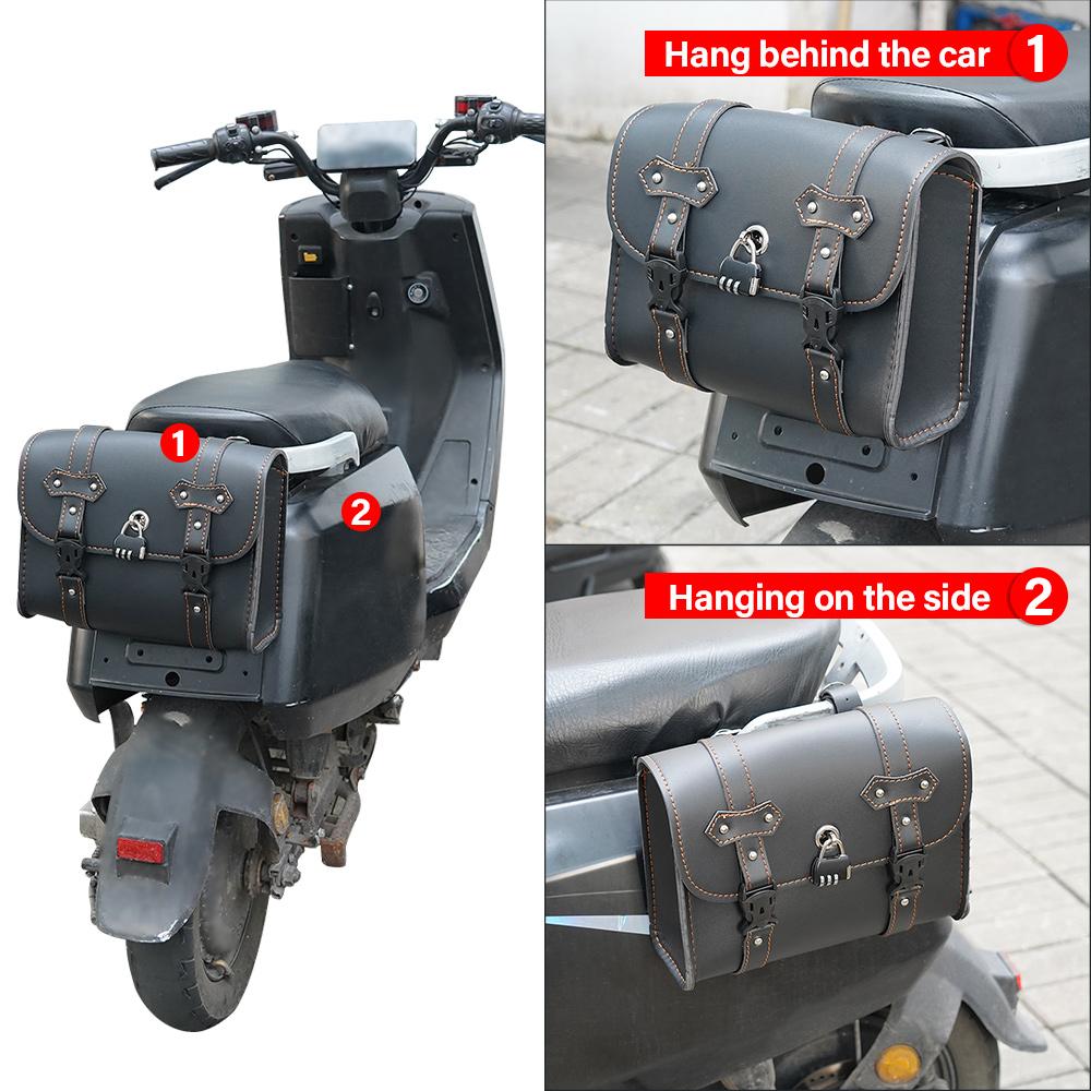 PU-Leder Reisegepäcktasche Motorradtasche Cruiser für Harley Universal Motorrad Seitentasche Wasserdichte Werkzeugtasche Satteltaschen