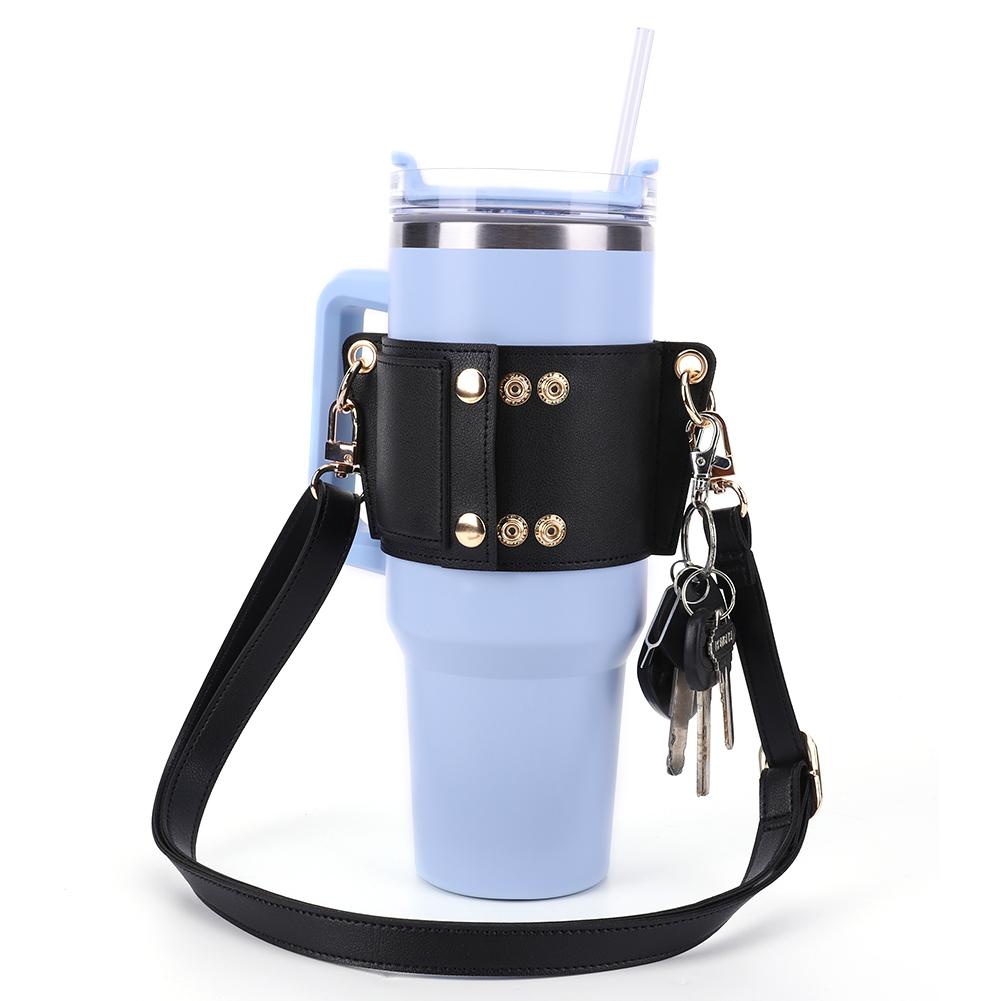 Water Bottle Holder PU Leather Water Bottle Holder Water Bottle Carrier Water Bottle Sling Bag for Stanley 30oz & 40oz Tumbler