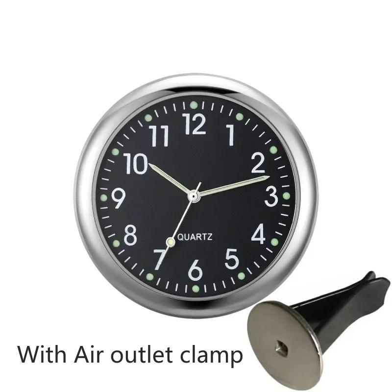 

40mm 43mm New Good Car Clock Luminous Auto Ornament Mini Automobiles Internal Stick-On Digital Watch Mechanics Quartz Clocks чорний