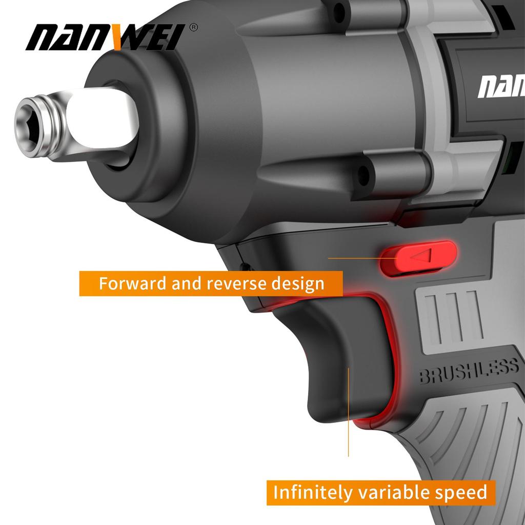 NANWEI 2 Piece 21V Brushless Motor Electric Wrench + Drill Tool Set