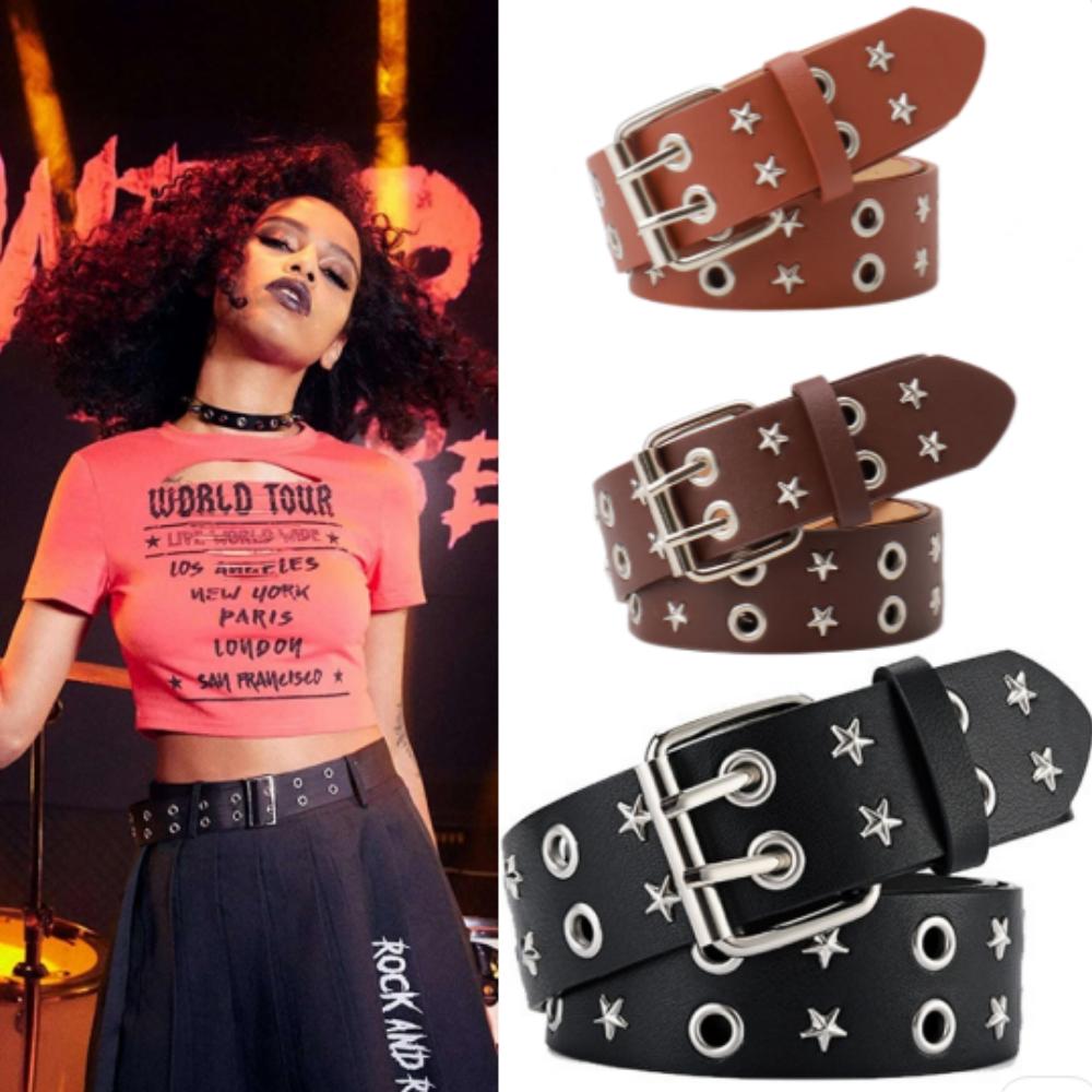 Star Rivet Belt  Punk Belt Pu Leather Belt Stylish For Party Dress Daily Wear