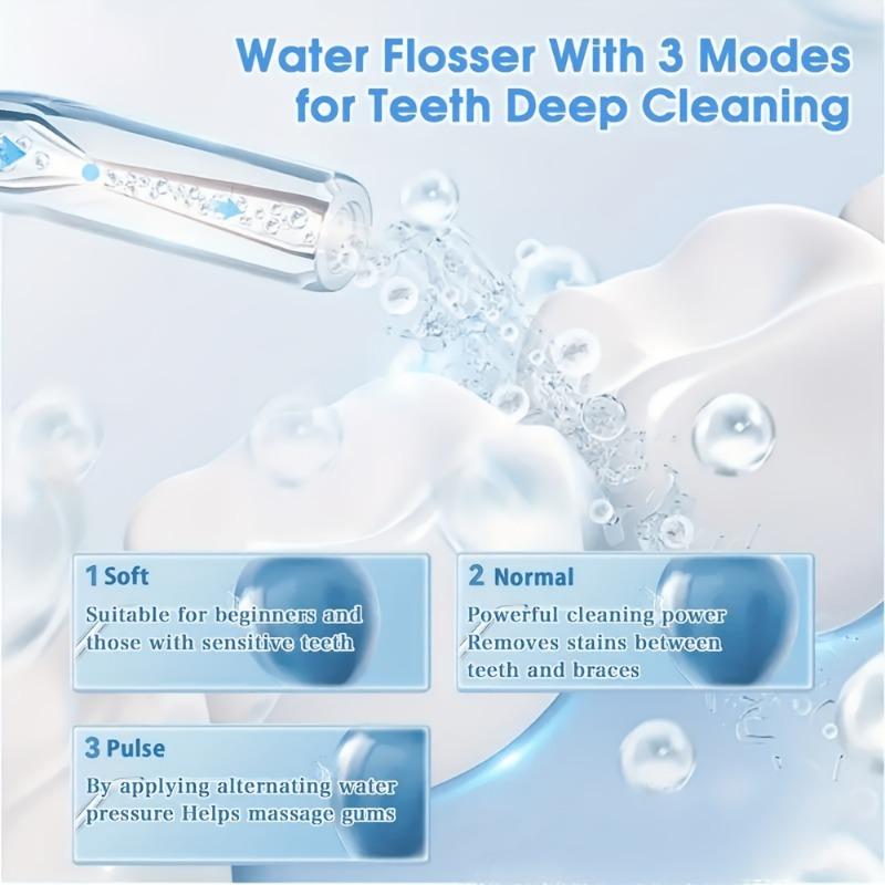 1PACK Cordless Electric Water Floss Kit with 4 Nozzles - 360 ° Rotatable Nozzle, USB Charging for Daily Dental Care and Gum Cleaning