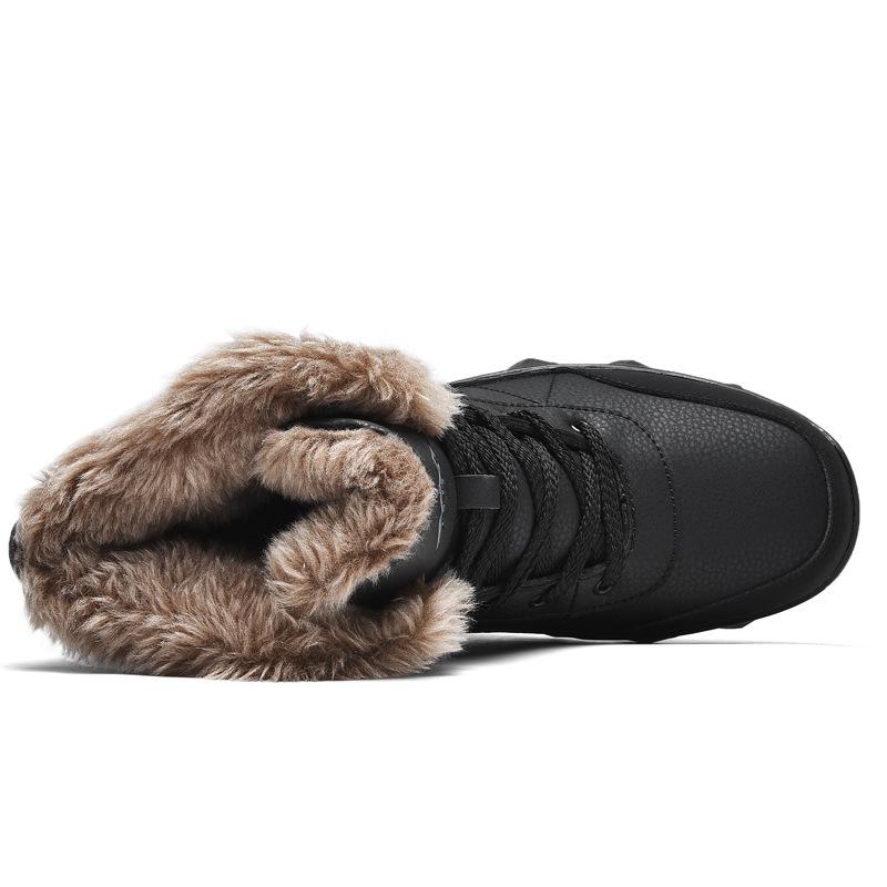 Men's Large Waterproof Non-Slip Thick Velvet Snow Boots - Winter Warm High Top Short Boots