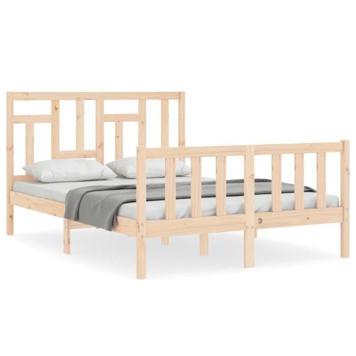 VidaXL Bed Frame with Headboard 140x190 Cm Solid Wood 3193121
