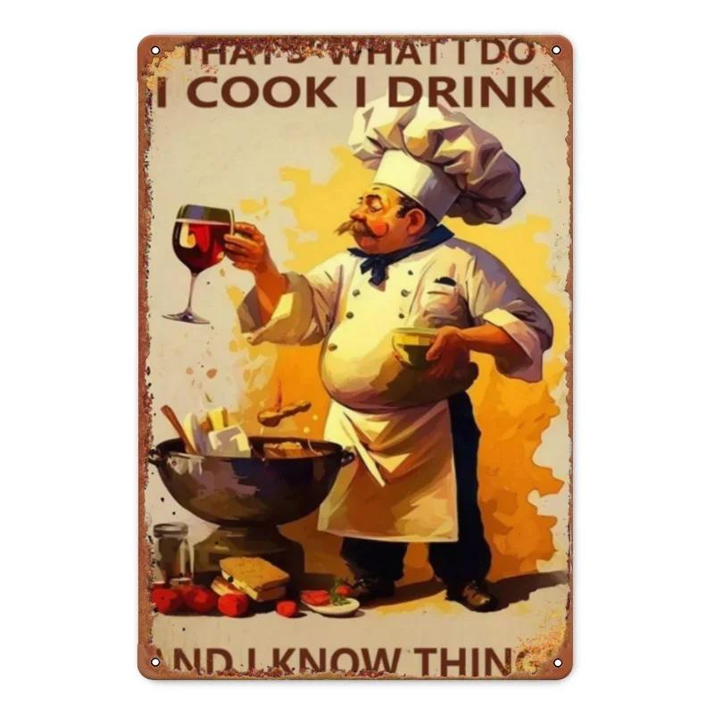 

Vintage Chef Metal Logo – Humorous Kitchen Theme with Vintage Cooking Drink Patterns; Ideal Gift Decor for Room 20x30cm