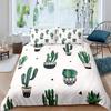 Cactus Duvet Cover Set King Size Hand Painted Style Bedding Set Nature Art Prints Comforter Cover Green Plant Cactus Quilt Cover