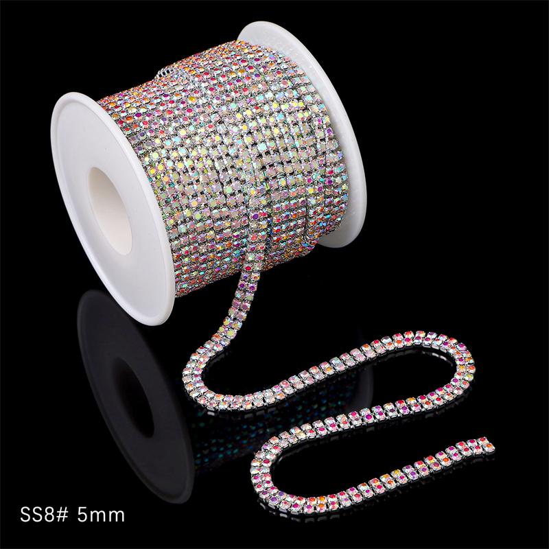 1 Yard 2 Reihen 1 Reihe Kristall Strass Kette Aufnähen Aufkleben Perlen Besatz Kupfer Kette Für Kleidung DIY Schmuckherstellung Zubehör