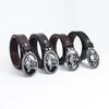 Lotte Jinsen Retro Leather Skull & Star Youth Belt, Trendy Fashion Cowhide Waistband