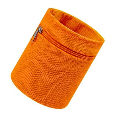 Unisex Absorbent Sweatband With Zippered Pocket for Gym Basketball Tennis Running Athletic Sweatbands Sports Wristbands