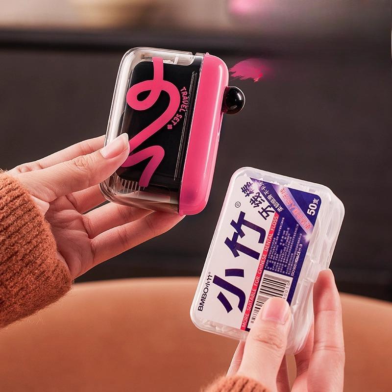 

The Dental Floss Portable Box Automatically Pops Out As A Household Portable Dental Floss Stick Storage Box [50 Dental Floss] чёрный/розовый