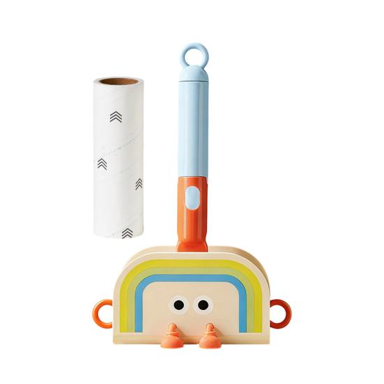 

Roller Lint Sticker Telescopic Long Handle 180 Degree Cartoon Design Lint Remover Hot Melt S синій