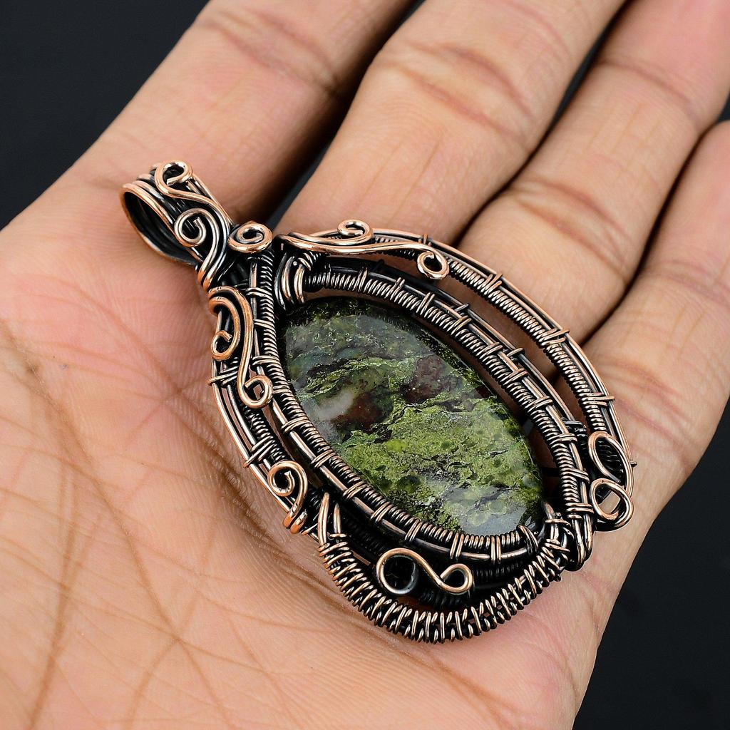 Bloodstone 999 Copper Wire Wrapped Pendant Handmade Gemstone Jewelry, Gifts For Wife Brand New Pendant