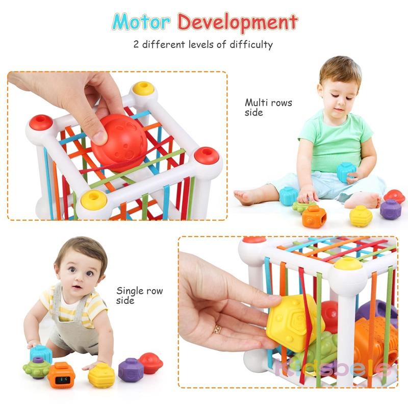 Baby Montessori Shape Sorting Cube Toy Soft Silicone Sensory Blocks for Fine Motor Skills  Early Learning Educational Toy