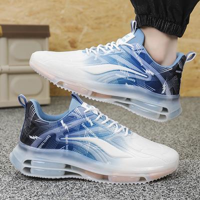 Sneakers Men's Spring and Autumn Ice Silk Air Cushion Shock Absorption Trend Men's Shoes Teen Running Shoes Student Casual Running Shoes