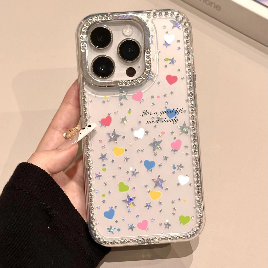 Color love applies to Apple iPhone17Pro mobile phone case 15/16 laser 13 flash diamond star 12 niche 14