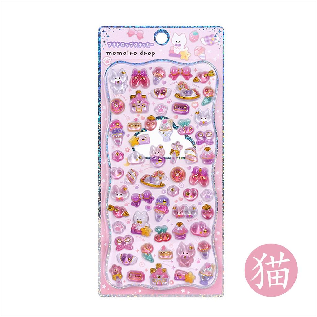 Embossed 3D Crystal Animal Stickers Melody Relief PVC Drop Particle DIY Crafts Decorative Decals