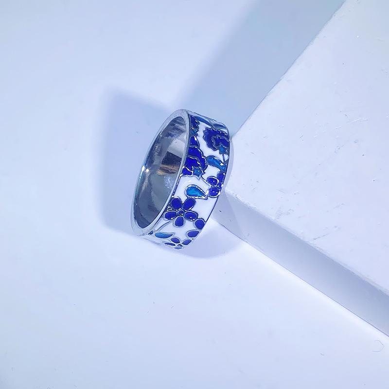 Elegant Temperament, Flower Ring, Necklace, Stud Earrings, Enamel Three-Piece Set, Retro Epoxy Jewelry.