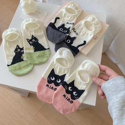 Meia Baixa Invisível Menina, Meias de Barco Desenho Animado de Bichinhos para Primavera e Verão, Meias Curtas Fofas, Meia Menina Absorvente de Suor Sem Costura