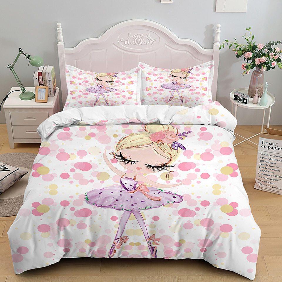 Three-Piece 3D Digital Cartoon Ballet Girl Print Polyester Bedding Model