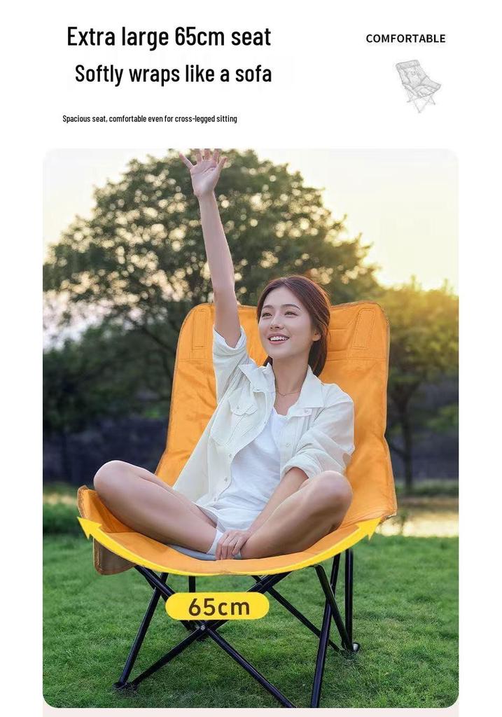 Outdoor Folding Recliner Chair with Leg Rest and 4-Position Adjustable Cotton Seat for Camping and Picnics