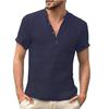New Casual Linen Solid Color Half-open Shirt Men's Clothing