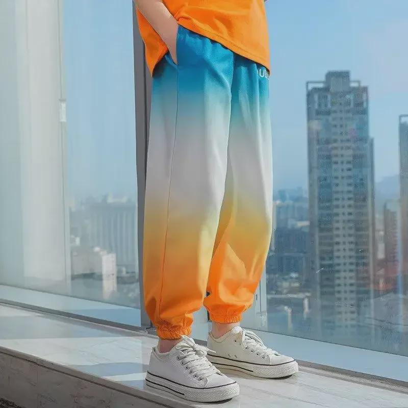 2023 Summer Ice Silk Boys' Gradient Anti-Mosquito Trendy Casual Sports Pants