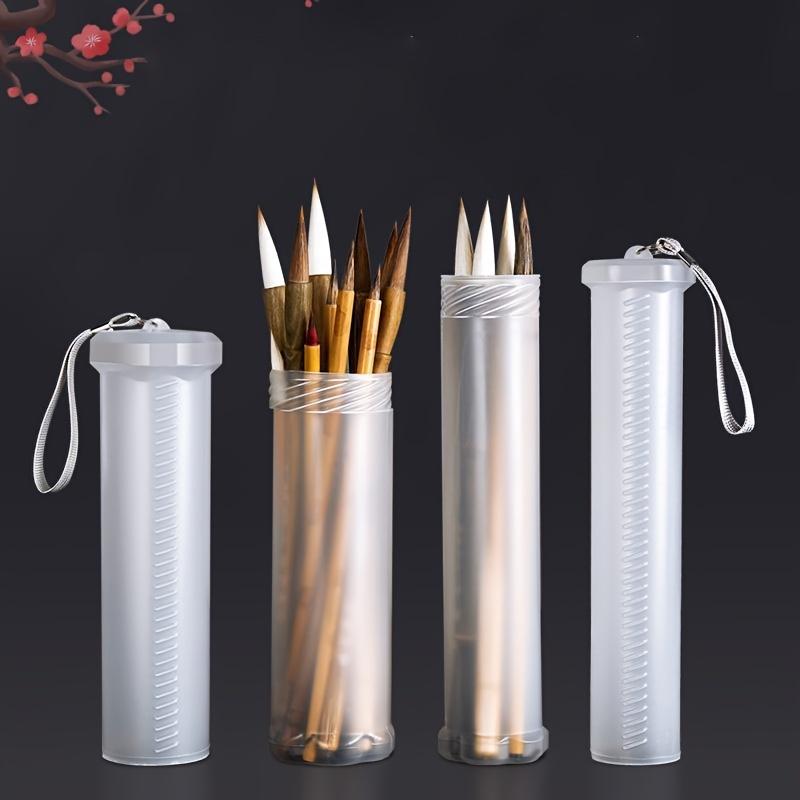 2pcs Transparent ABS Telescopic Pen Holder, Art Painting Brush Pencil Holder, Suitable for Outdoor Sketching Brush Storage