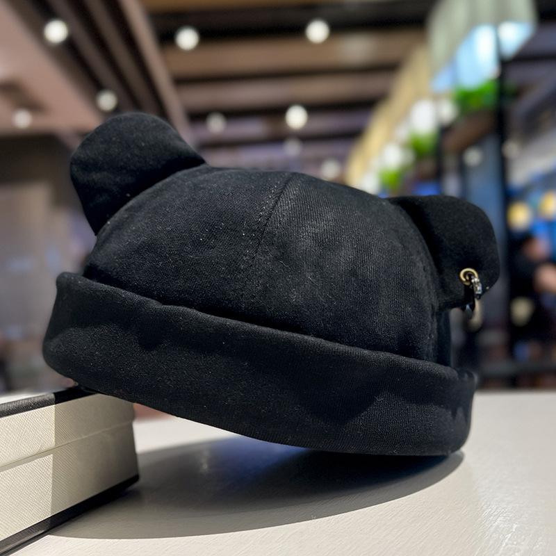 Unisex Cat Ear Cute Dome Caps Men Women Melon Beanie Htas Solid Color Autumn Winter Hip Hop Hat Fashion Korean Version Melon Cap