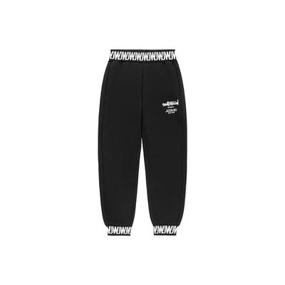 Li Ning X Jason Wu Collaboration Sports Fashion Series Letter Embroidery Knitted Loose Cuffed Sweatpants Women Bottoms Black AKLRF84-1