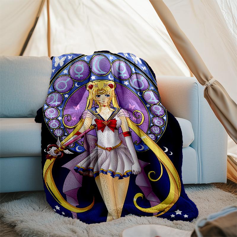 Moon Princess Print Flannel Blanket, Soft Warm Lightweight Throw Blanket for living Room,Sofa Bed Camping office