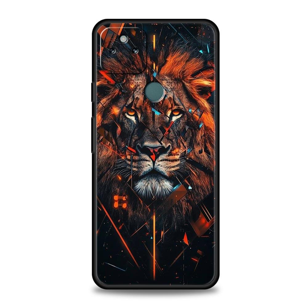 Cross Pattern Bicolor Lion Phone Case Cover for Google Pixel 10 9 8 7 6 9A 8A 7A 6A Pro Shockproof Soft TPU 10 Pro XL Shell Bags