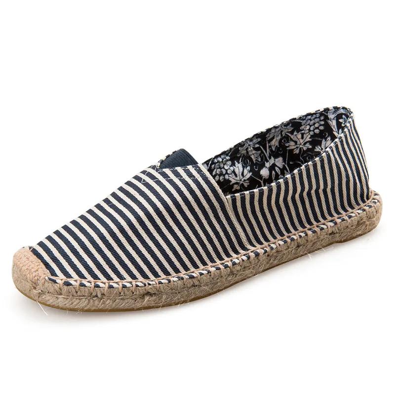 Pánské espadrilky, pánské patchworkové nazouvací letní boty, pánské mokasíny, prodyšné plátěné pánské boty, jutové zabalené dámské boty, unisex boty