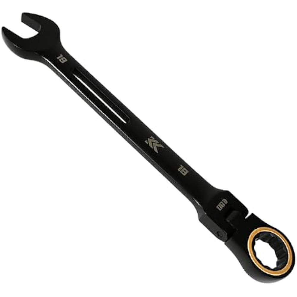 Fujiya (Fujiya) swing ratchet wrench, black gold, 19mm, 90 gears, head replaceable for work in ti...