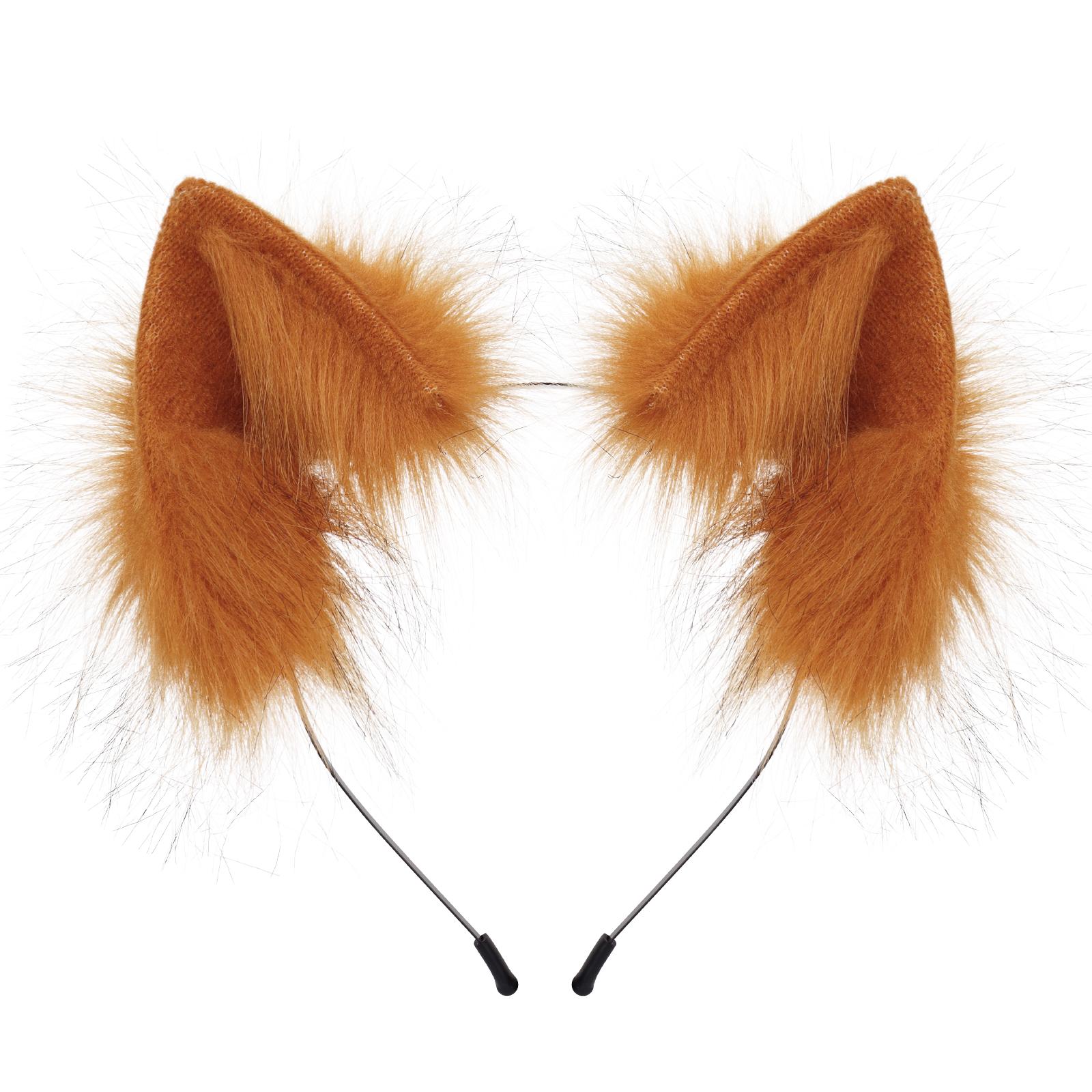 Handgefertigtes Kunstfell Tierohren Stirnband Flauschiges Katzenfuchs Ohren Haarreif Kopfschmuck Kostümzubehör Für Cosplay Maskenball brown