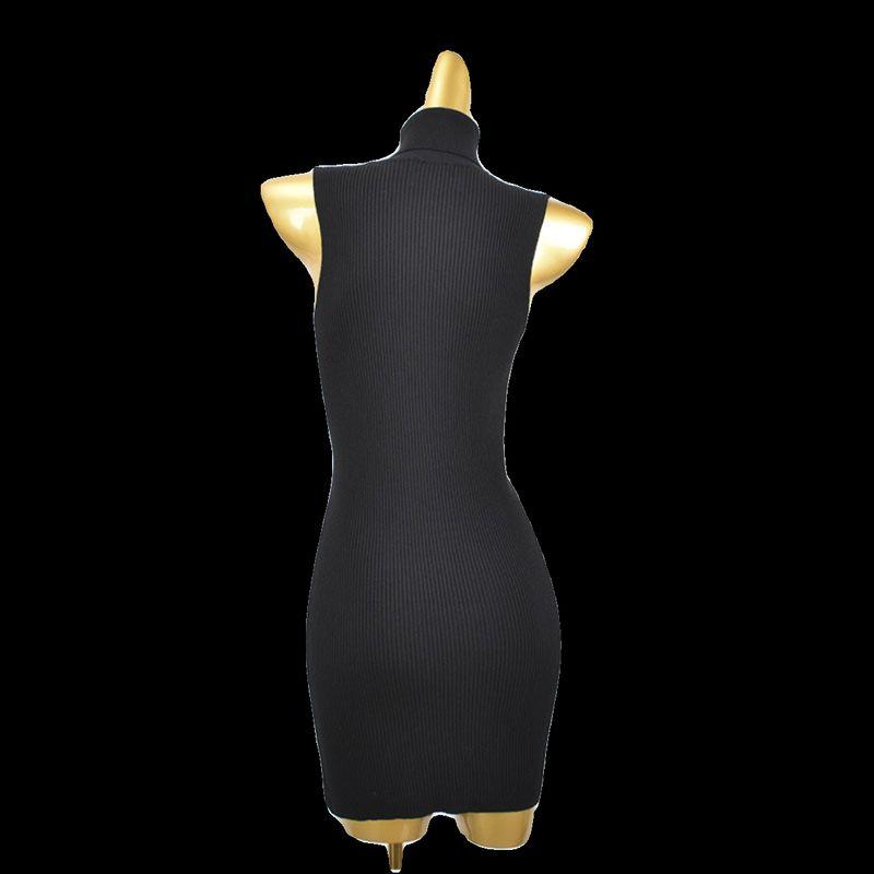 Spring and Autumn Winter Turtleneck Sleeveless Slim Fit Knit Sweater Stretch Sunken Stripe Sheath Dress Solid Inner Wear Women Clothes