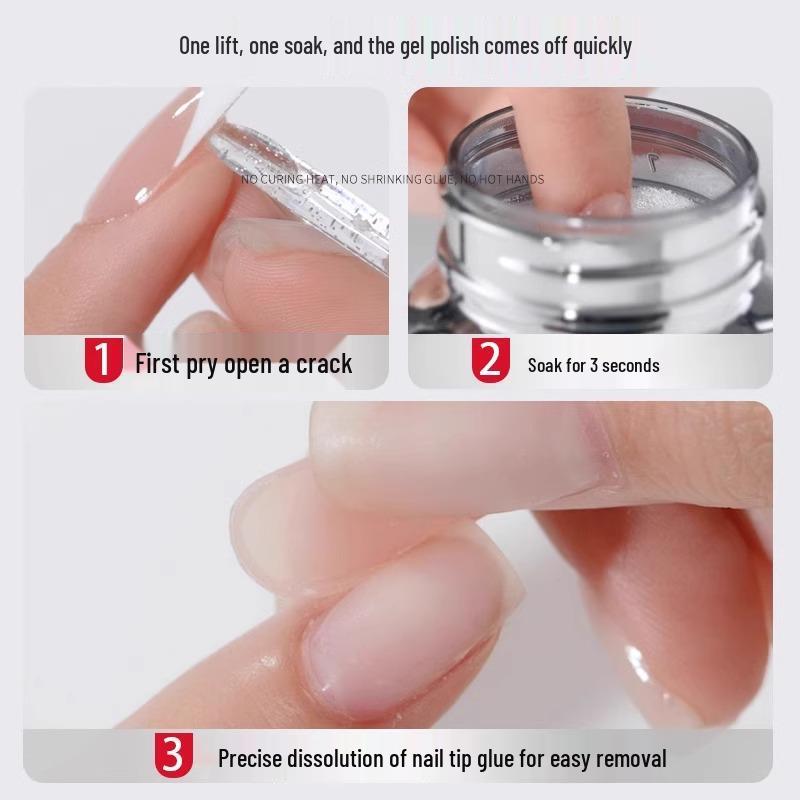 Nail Art Quick Remover: Gentle Soak-Off Liquid for Nail Patches, Glue, and Sponge, Protects Natural Nails