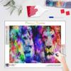 Diamond Painting Colorful Lion Full Round Diamond Embroidery Animal Cross Stitch Picture Of Rhinestone Home Decor 30x40cm/12x16inch