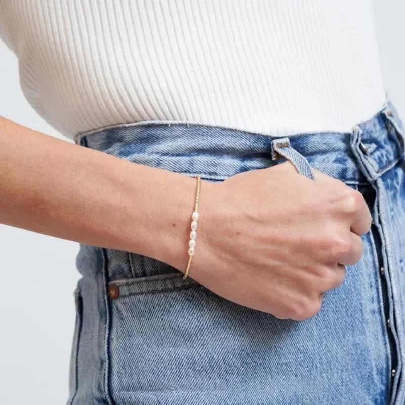 1PC Miyuki Bracelets for Women Gift Luxury Natural Pearl Bracelet Gold Color Beads Simple Thin Pulseras Femme Fashion Jewelry