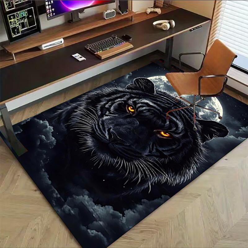 1 Stück Tiger Mond Teppich Anti-Rutsch Polyester Bodenmatte für Büro, Schlafzimmer