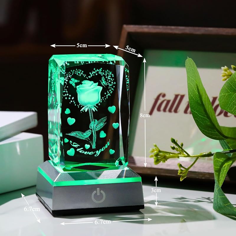 kertari anniversary present she Healing goods woman Popular [Genuine] K9 Crystal rose artificial flowers light birthday mother's day retirement gift